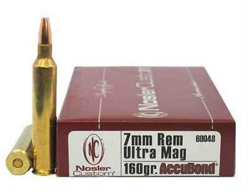 7mm Remington Ultra Magnum 20 Rounds Ammunition Nosler 160 Grain Ballistic Tip