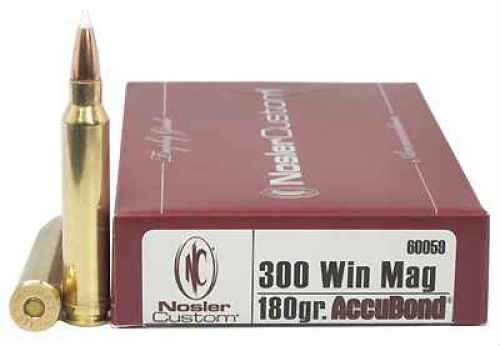 300 <span style="font-weight:bolder; ">Winchester</span> Magnum 20 Rounds Ammunition Nosler 180 Grain Ballistic Tip