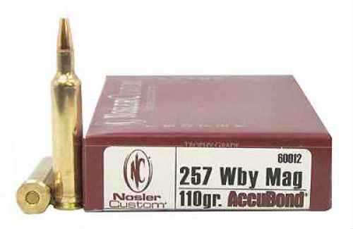 257 Weatherby Magnum 20 Rounds Ammunition Nosler 110 Grain Ballistic Tip