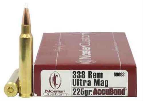 338 Remington Ultra Magnum 20 Rounds Ammunition Nosler 225 Grain Ballistic Tip