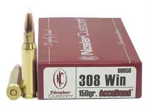 308 Winchester 20 Rounds Ammunition Nosler 150 Grain Ballistic Tip