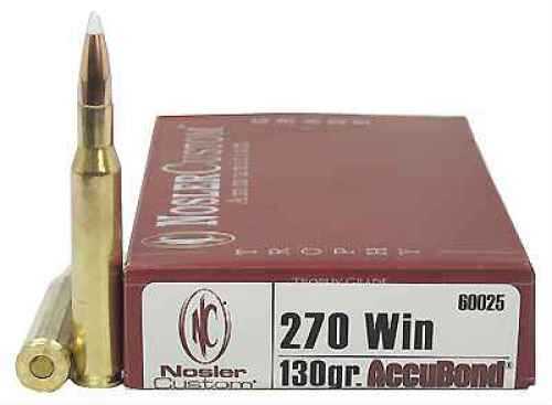 270 <span style="font-weight:bolder; ">Winchester</span> 20 Rounds Ammunition Nosler 130 Grain Ballistic Tip