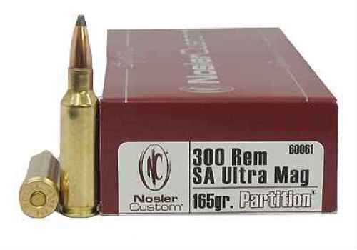 300 Remington Short Action Ultra Magnum 20 Rounds Ammunition Nosler 180 Grain Soft Point