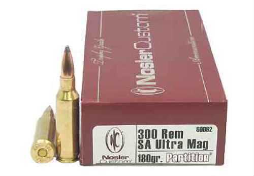 300 Remington Short Action Ultra Magnum 20 Rounds Ammunition Nosler 180 Grain Soft Point