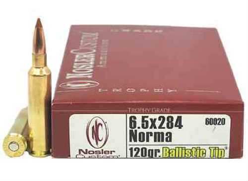 6.5x284 Norma 20 Rounds Ammunition Nosler 120 Grain Ballistic Tip