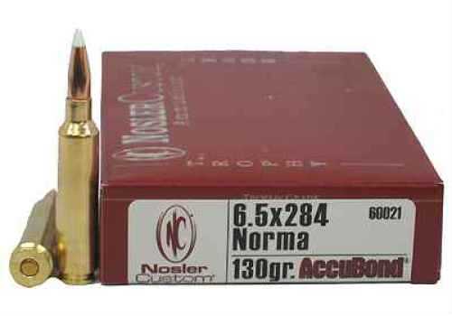 6.5x284 Norma 20 Rounds Ammunition <span style="font-weight:bolder; ">Nosler</span> 130 Grain Ballistic Tip
