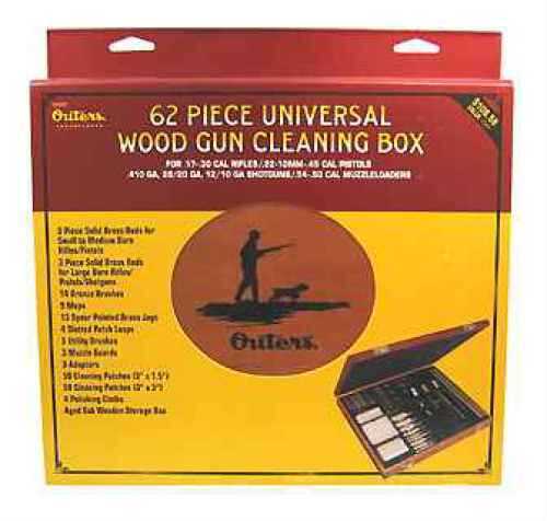Outers Guncare Universal Cleaning Kit 62pc .17 Caliber & Up Wood Box 70081