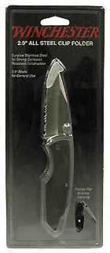 Winchester Knives Clip Folder, Clam Pack Large 2.9", Serrated 31-000313