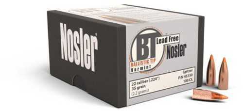 Nosler 22 Caliber (.224) 35 Grain Ballistic Tip Varmint Lead Free Bullets (Per 100) 45150