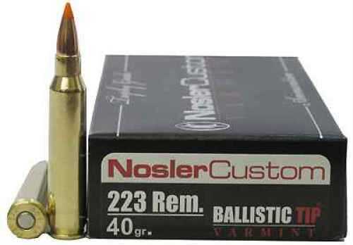 223 Remington 20 Rounds Ammunition Nosler 40 Grain Ballistic Tip