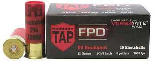 12 Gauge 10 Rounds Ammunition Hornady 3" 8 Pellets Lead #00 Buck