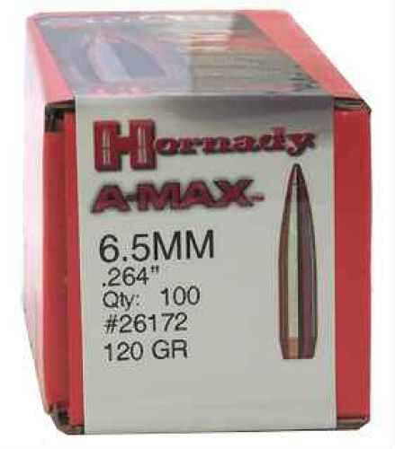 Hornady 6.5mm Bullets .264" 120 Grains (Per 100), A-Max 26172
