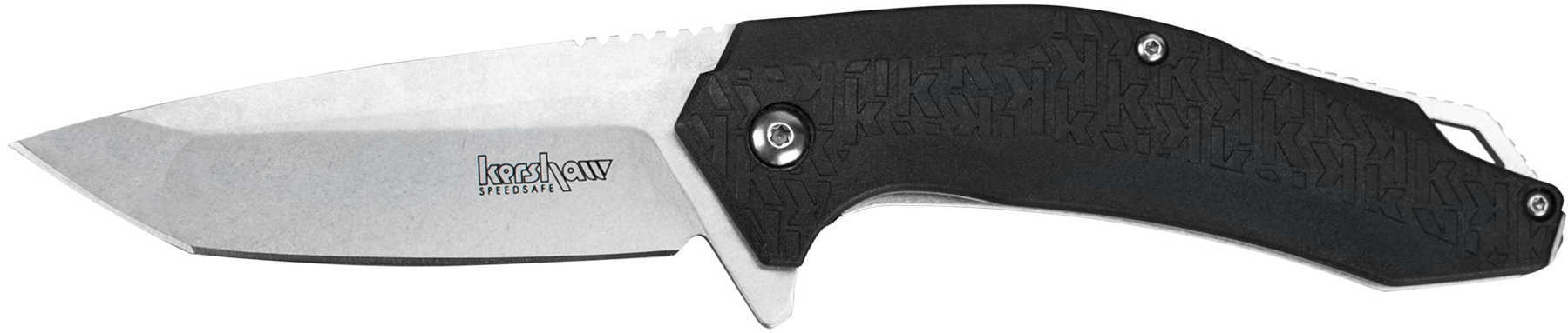 Kershaw Freefall Folding Knife Cr13MOV Stonewashed Finish Plain Tanto Point Flipper/Pocket Clip 3.25" Glass-Filled Nylon