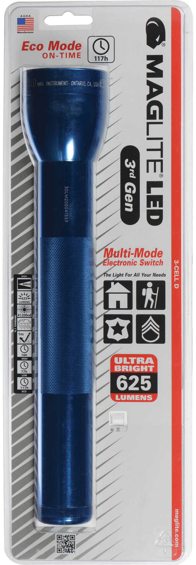 Maglite Maglte Led/3D3G Blue Clam Package Md: Ml300L-S3116