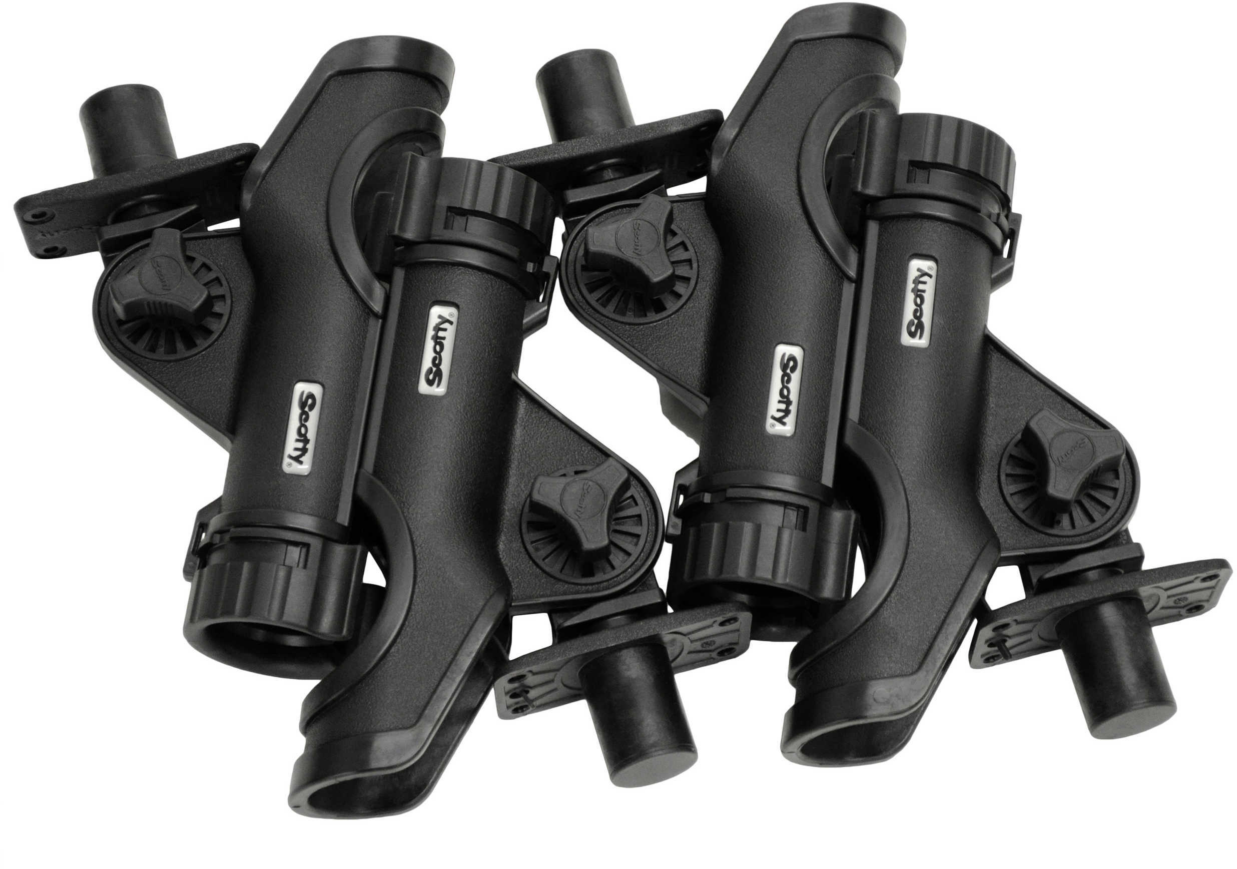 Scotty Powerlock Rod Holder with 0244 Flush Deck Mounts, Black, 4 Pack Md: 0231-BK-QUAD