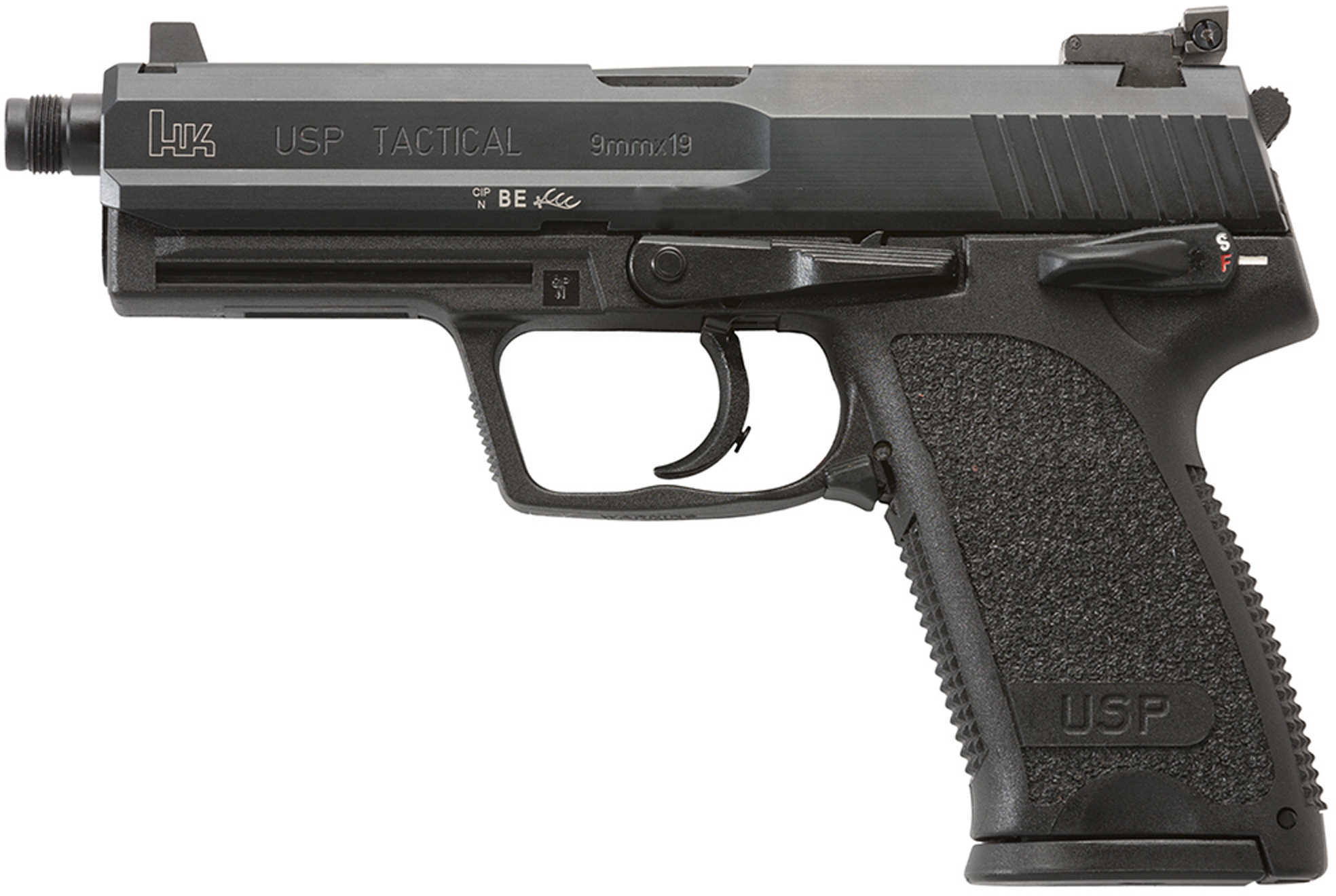 Pistol Heckler & Koch HK USP TAC Double 9mm Luger 4.9" 15+1 Polymer Grip Black M709001TA5