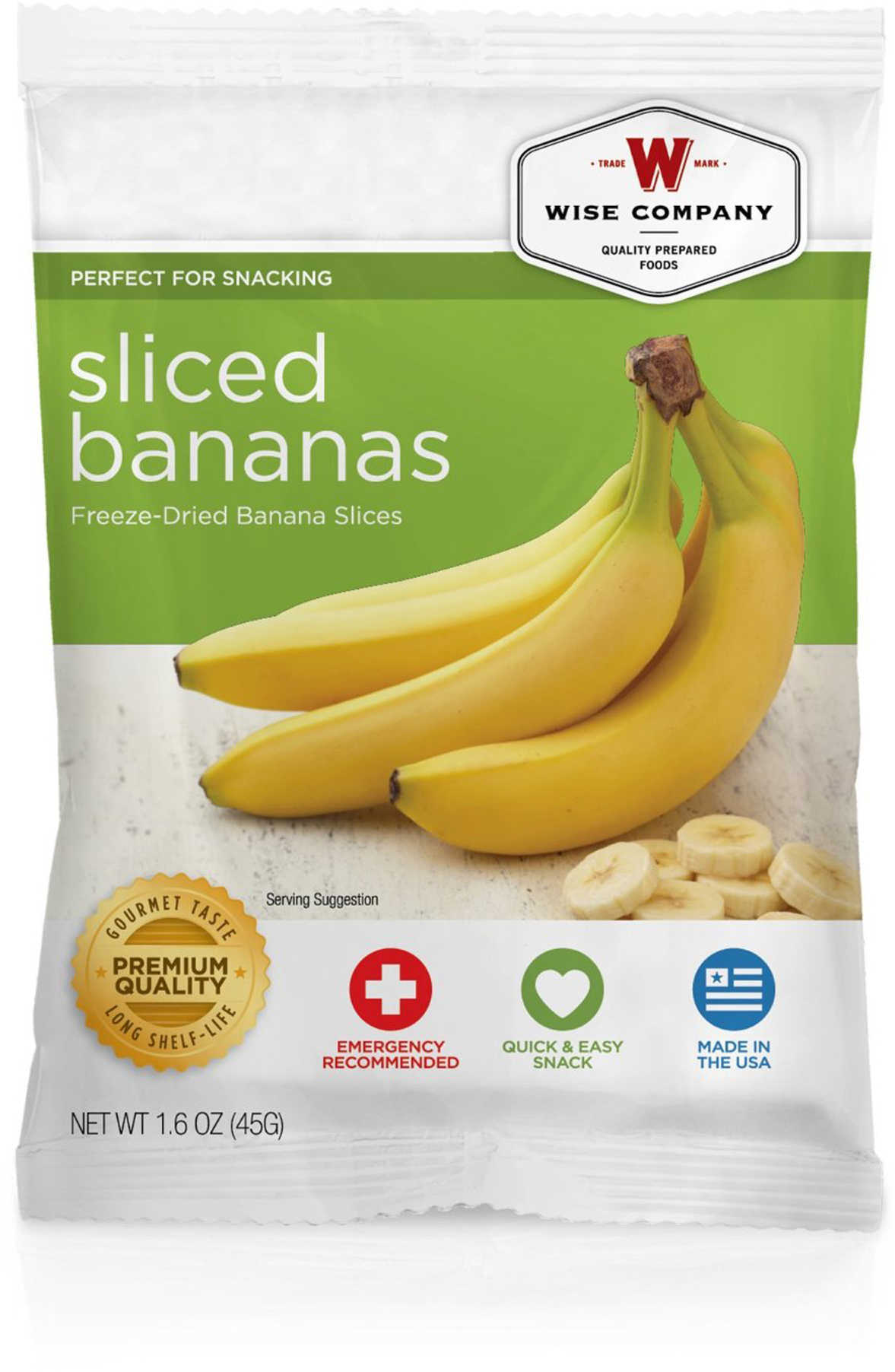 Wise Foods Fruit Sliced Bananas, 4 Servings Md: 2W02-401