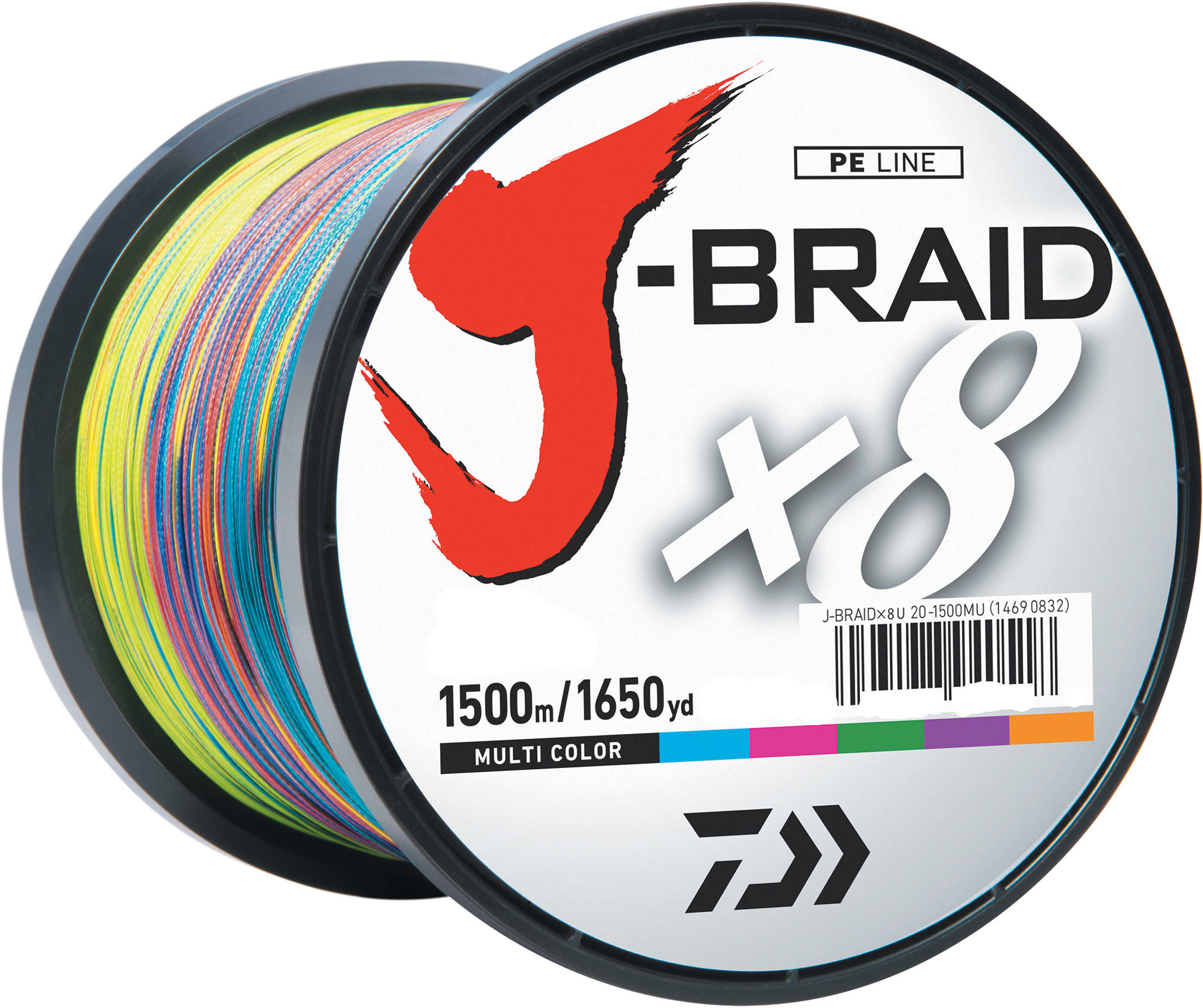 Daiwa J-Braid Braided Line, 30 lbs Tested 1650 Yards /1500m Filler Spool, Multi Color Md: JB8U30-1500MU