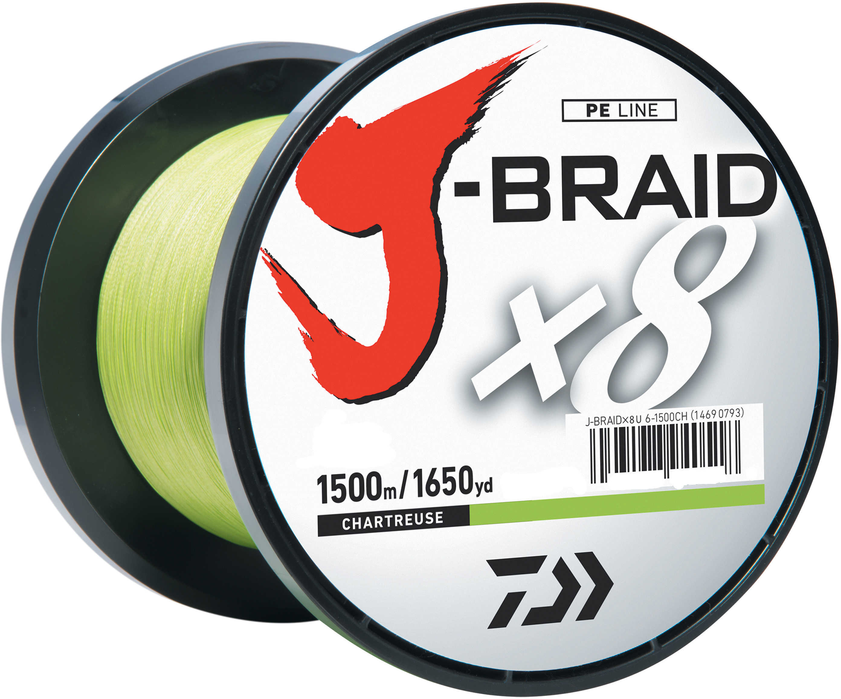 Daiwa J-Braid Braided Line, 8 lbs Tested 1650 Yards /1500m Filler Spool, Chartreuse Md: JB8U8-1500CH