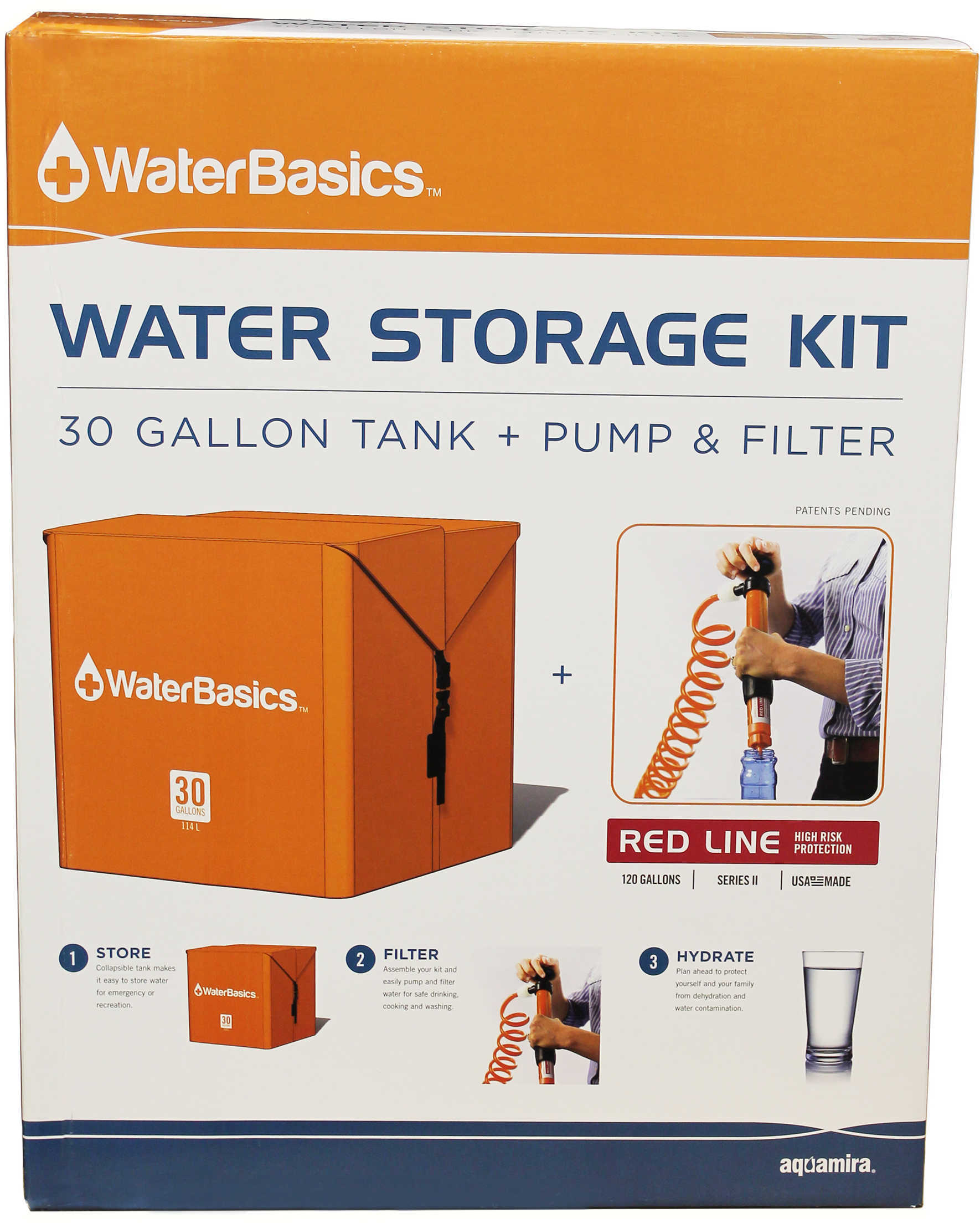 Aquamira WaterBasics Emergency Storage Kit With Filter (30Gal)