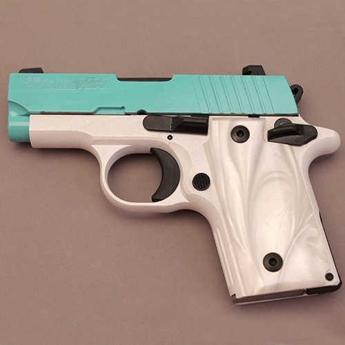 Sig Sauer P238 Pistol 380 ACP Robins Egg Blue Slide Siglite Night Sights 6 Round Semi-Auto