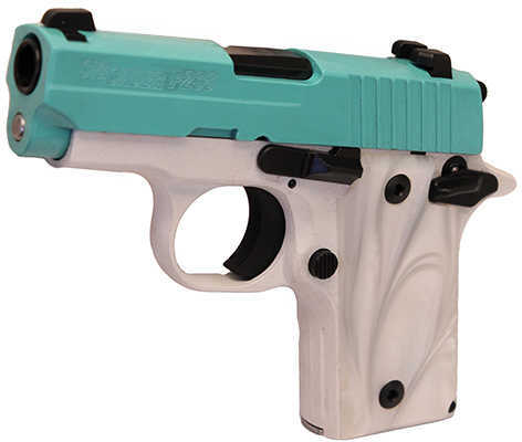 Sig Sauer P238 Pistol 380 ACP Robins Egg Blue Slide Siglite Night Sights 6 Round Semi-Auto