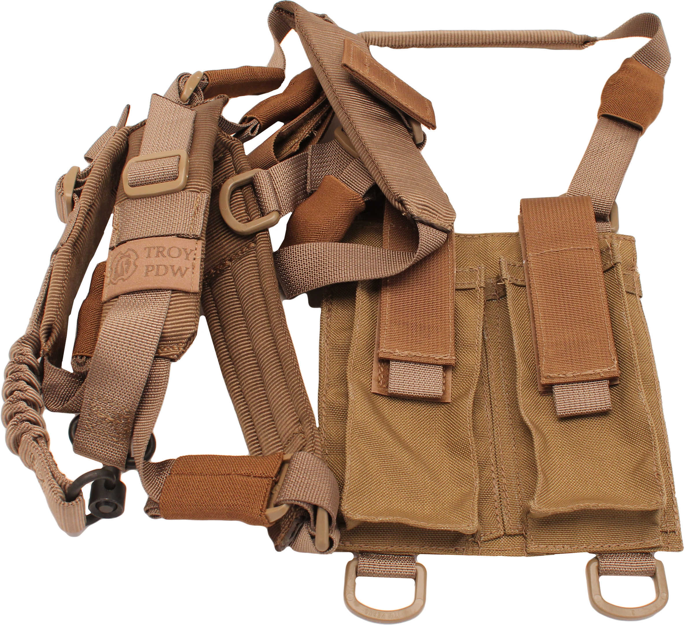 Troy Industries PDW Shoulder Harness Sling Tan Md: SSLI-PSH-00TT-00