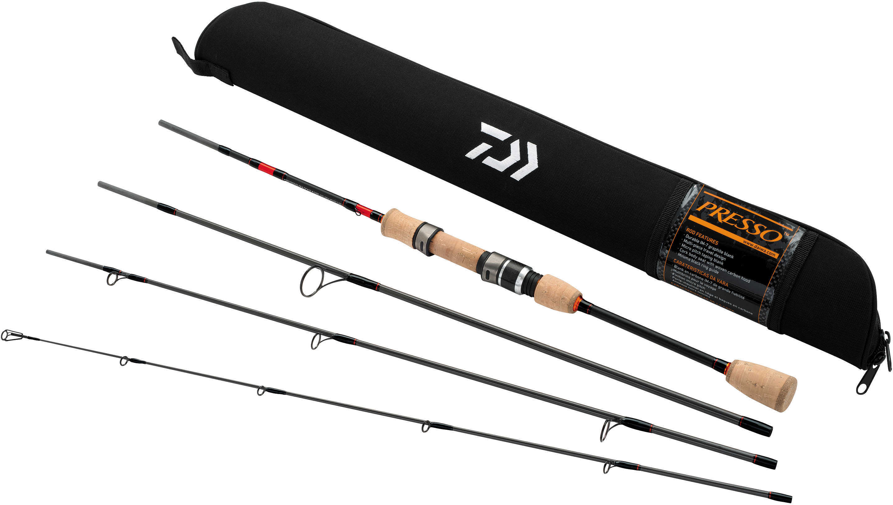 Daiwa Presso Ultralight Pack Spinning Rod 66" Length 4 Piece Power Fast Action Md: PSO6