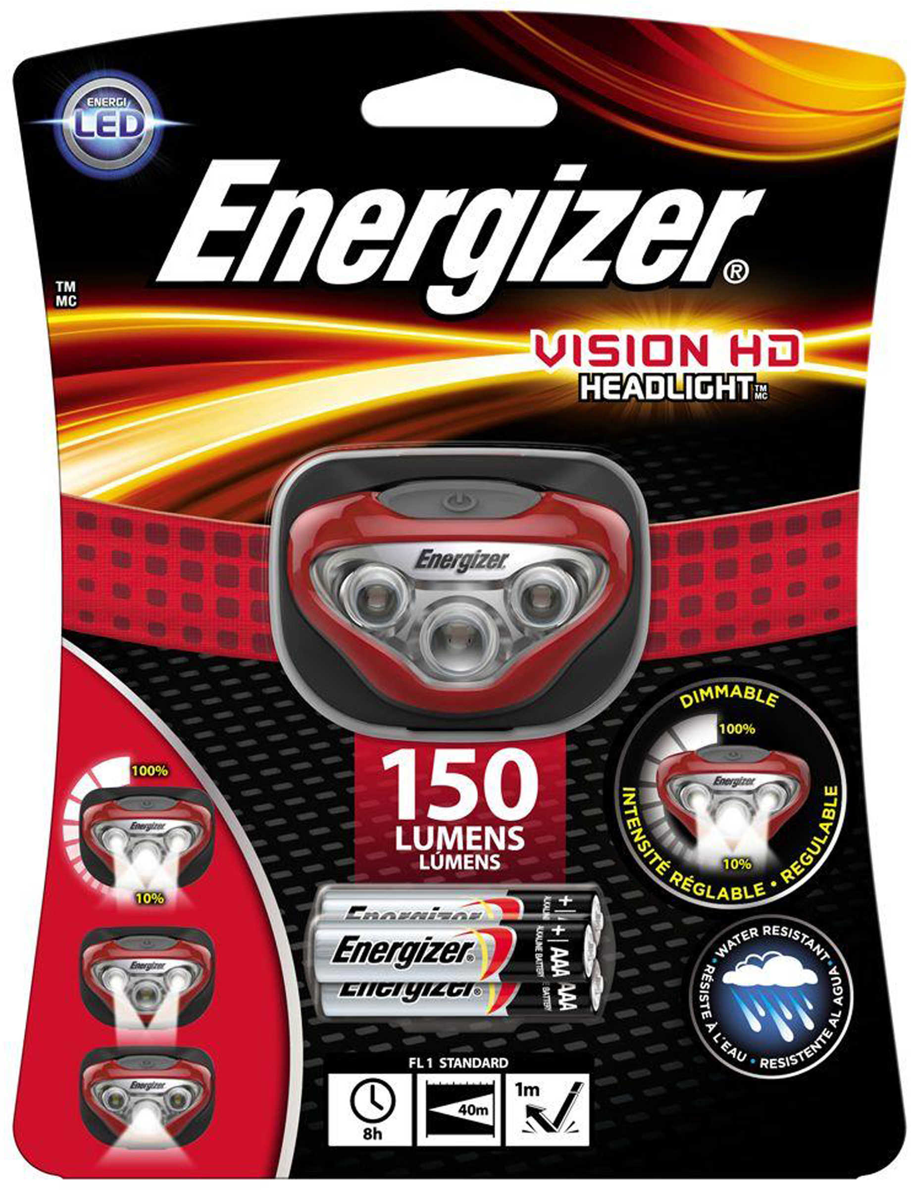 Energizer Vision Headlamp HD LED, 150 Lumens Md: HDB32E