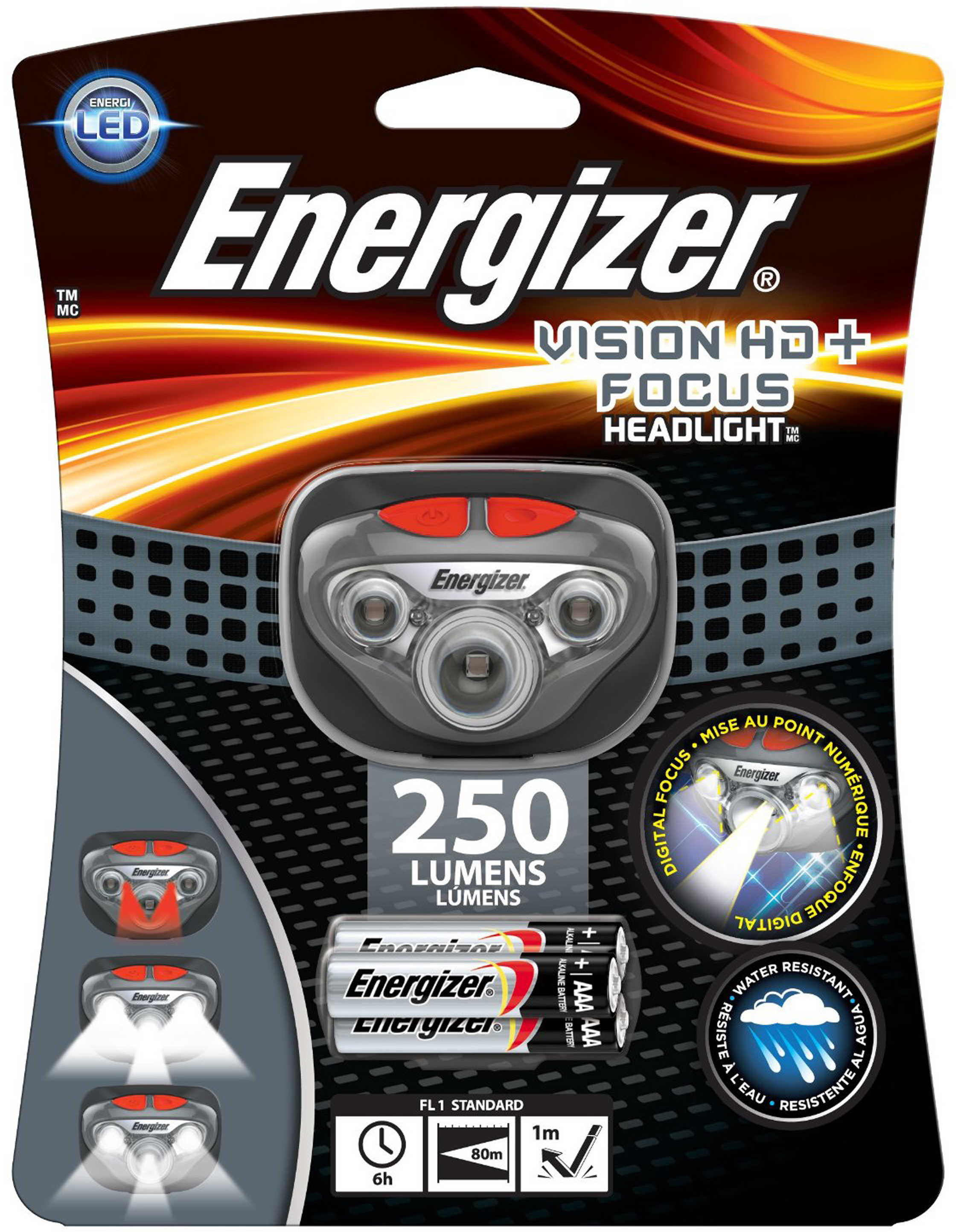 Energizer Vision Headlamp HD+ Focus LED, 250 Lumens Md: HDD32E