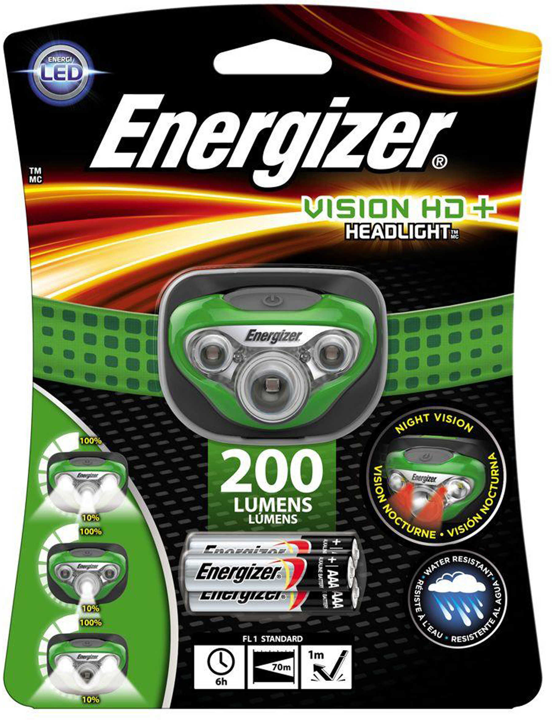 Energizer Vision Headlamp HD+ LED, 200 Lumens Md: HDC32E