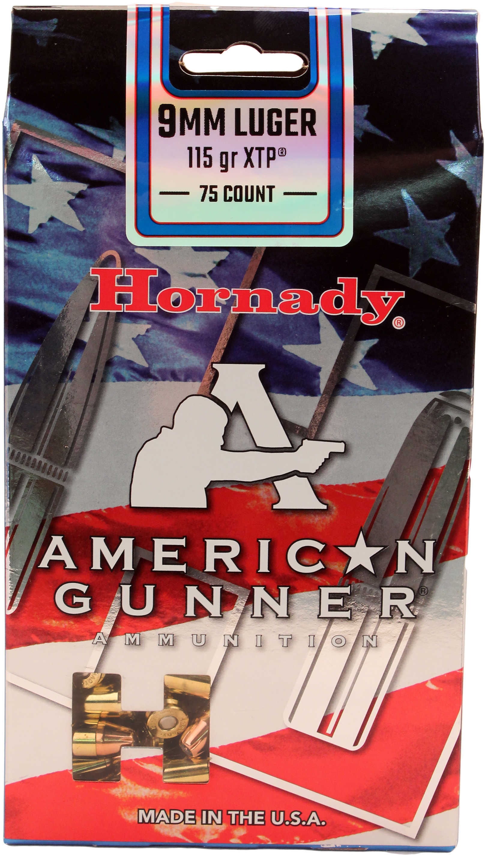 9mm Luger 75 Rounds Ammunition Hornady 115 Grain Hollow Point