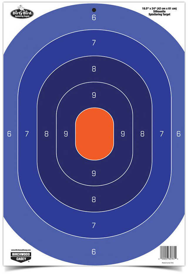 Birchwood Casey Dirty Bird Silhouette Target 16.50" x 24", Oval, Blue Orange, 3 Pack Md: 35763