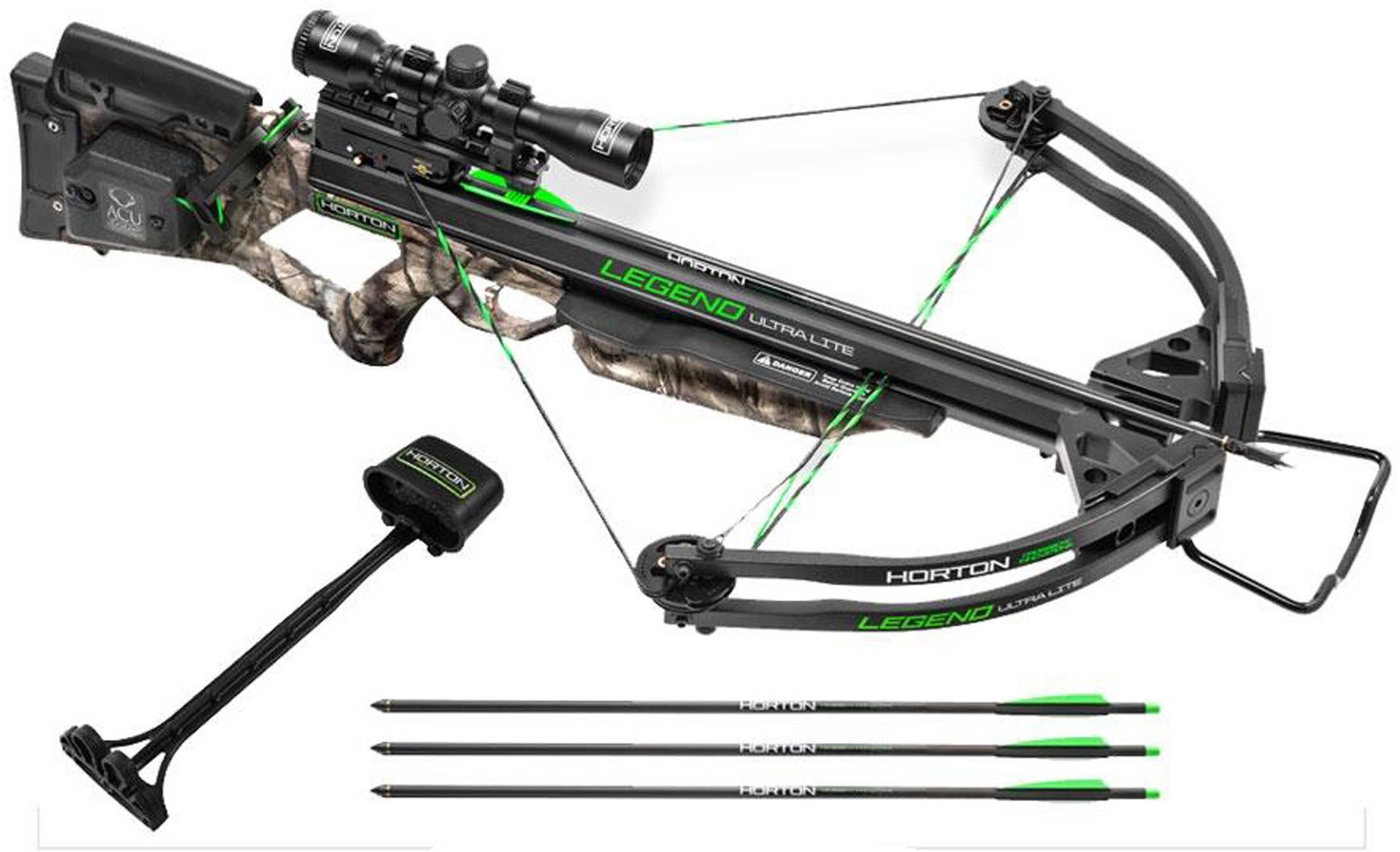 Horton Legend Ultra-Lite Package With 3x Pro Vioew Scope, Arrows/Quiver, ACudraw, Mossy Oak Md: NH15050-752