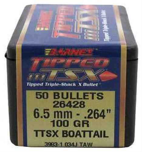Barnes Bullets <span style="font-weight:bolder; ">6.5mm</span> Caliber .264" 100 Grains TTSX BT (Per 50) 26428