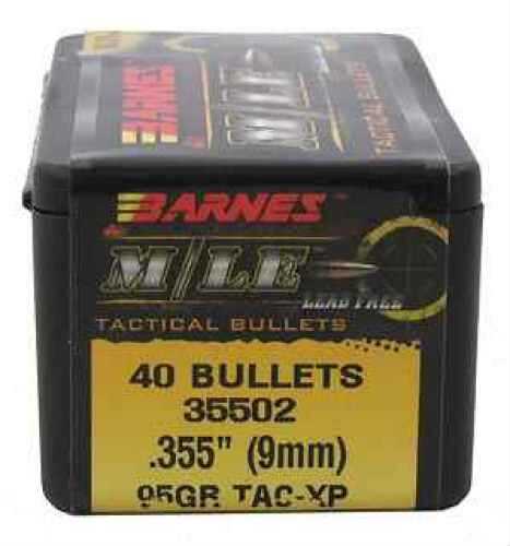 Barnes Bullets 9mm .355" 95 Grains TAC-XP Flat Base (Per 40 35502