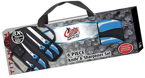 Cuda Brand Fishing Products 6 Piece Knife and Sharpener Set with Case Md: 18133