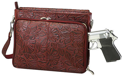 Gun Toten Mamas Tooled Cowhide Handbag Black Cherry Md: Gtm-22/chy-img-1