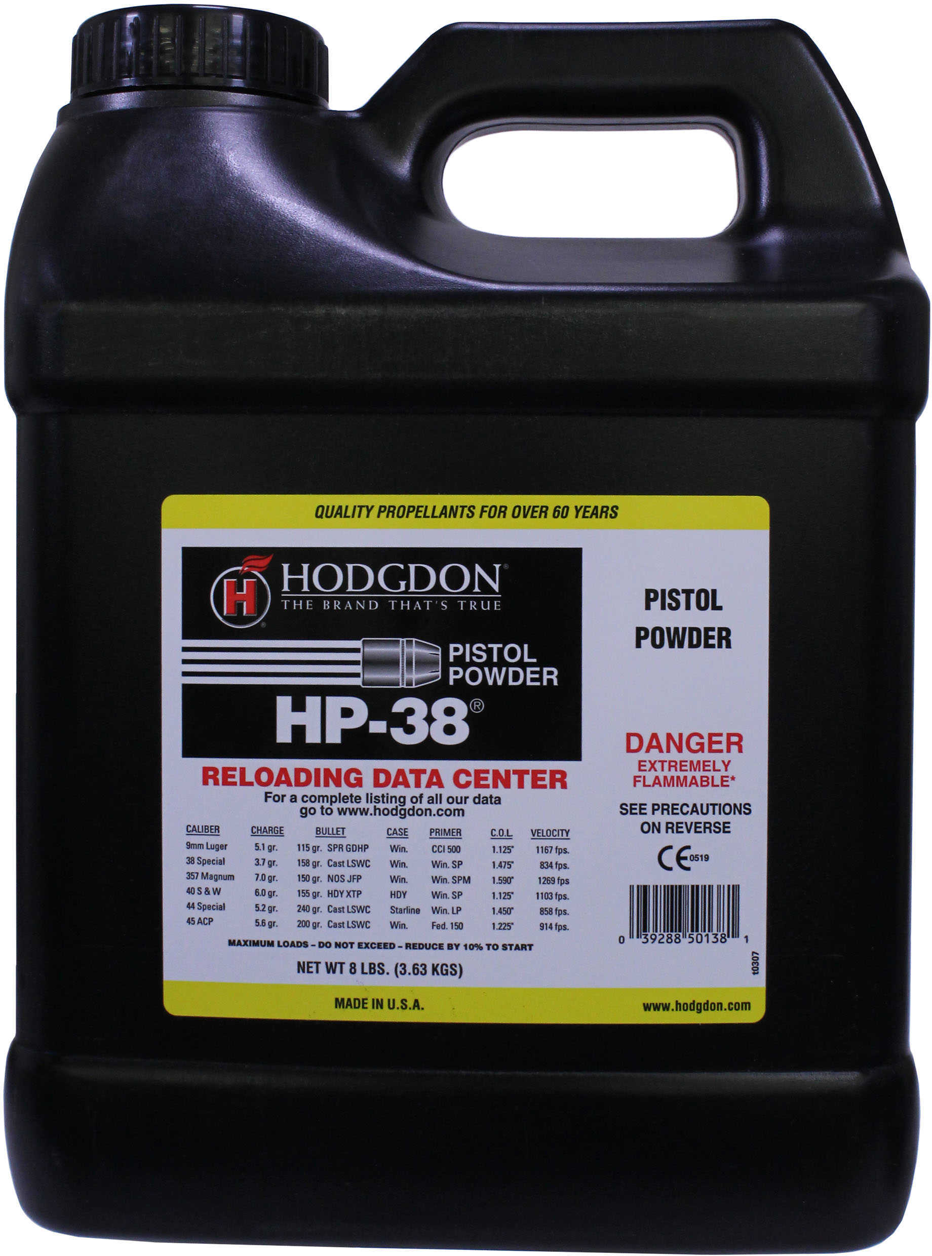 Hodgdon Powder HP38 Smokeless 8 Lb