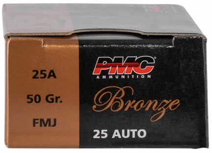 25 ACP 50 Rounds Ammunition PMC 50 Grain Full Metal Jacket