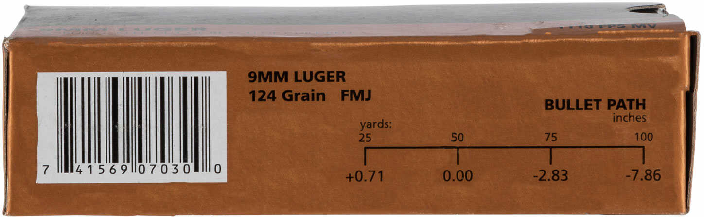 9mm Luger 50 Rounds Ammunition PMC 124 Grain Full Metal Jacket