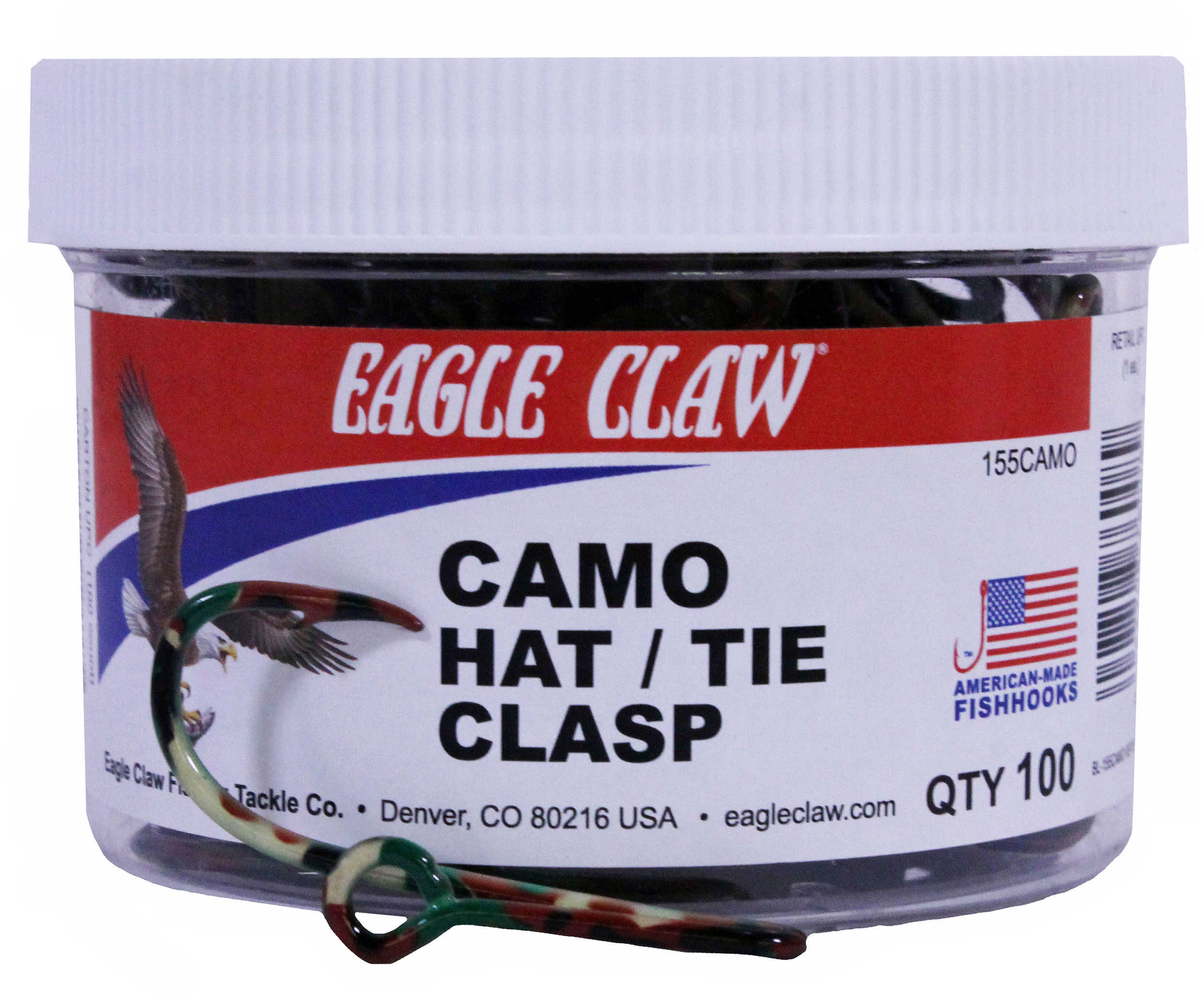 Eagle Claw Fishing Tackle Camo Hat/tie Clasp Jar Md: 155CAMO