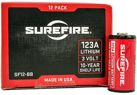 Surefire Battery Cr123a Lithium 12/Pack Box Red Surefire12-bb