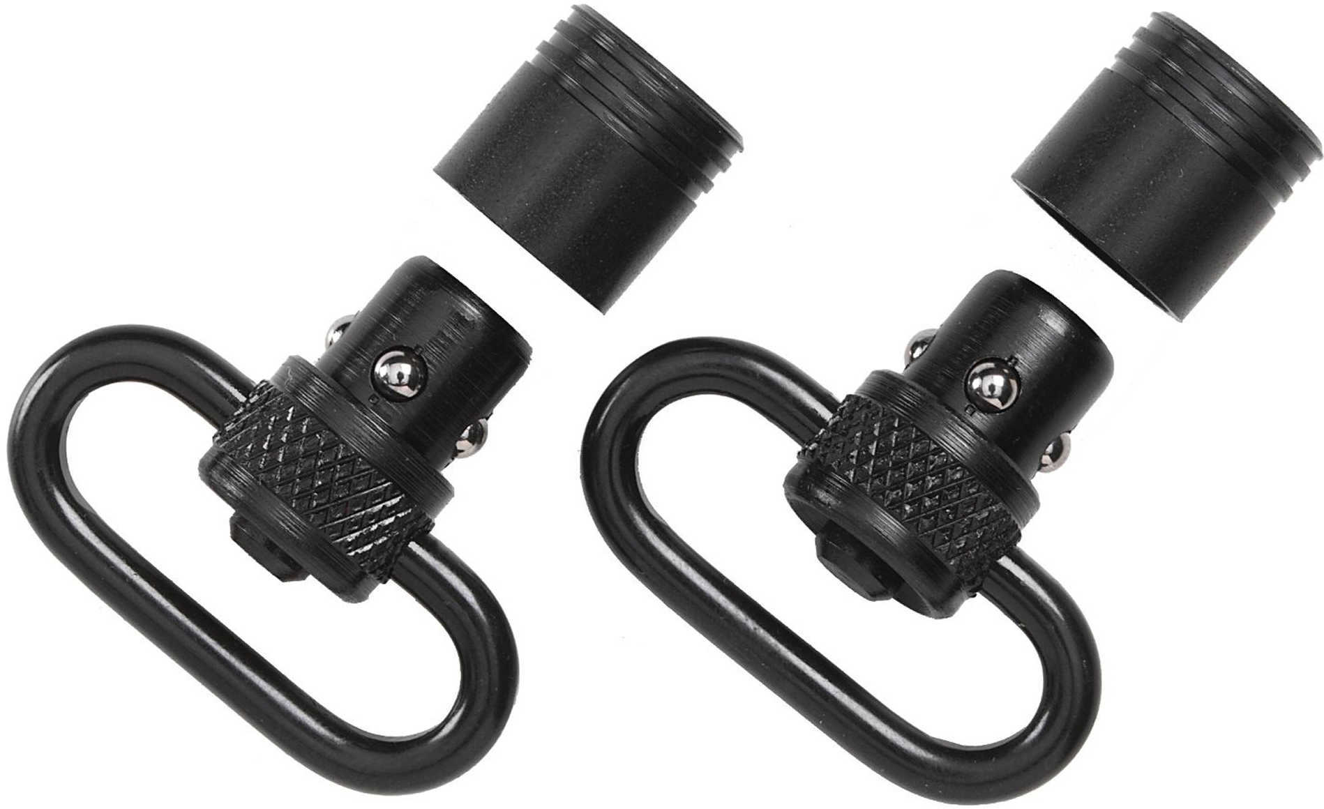 Uncle Mikes QD100 Bl 1In PSH BTN Sling Swivel Set