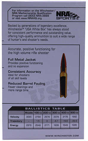 30-06 Springfield 20 Rounds Ammunition Winchester 147 Grain Full Metal Jacket