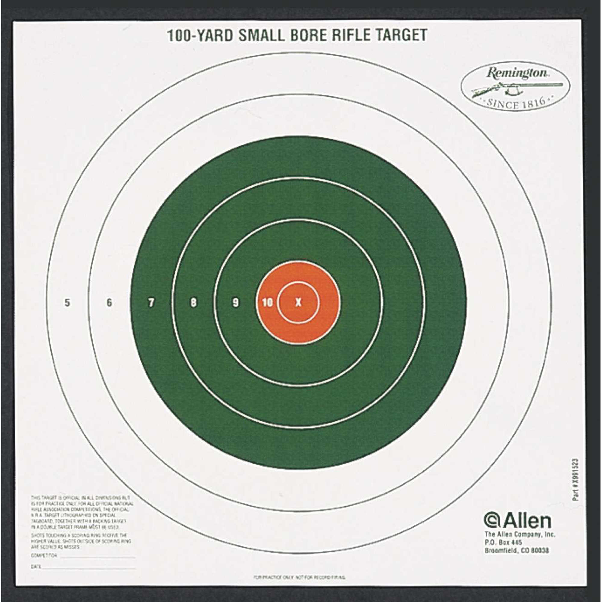 Allen Cases Remington Shooting Targets Bullseye Style 100yd Sight-In (Per 12) 1523