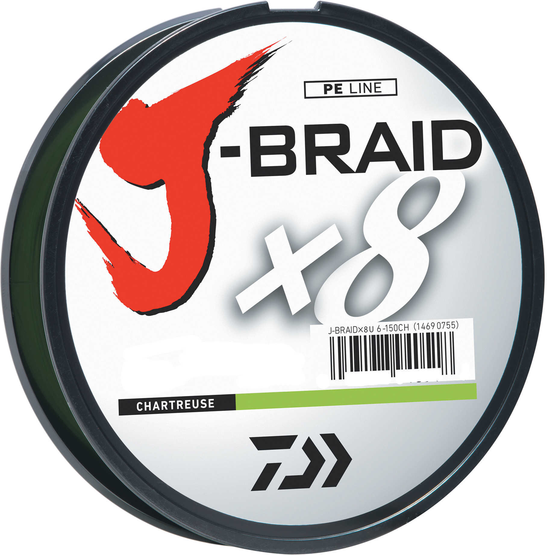 Daiwa J-Braid Braided Line, 10 lbs Tested 330 Yards /300m Filler Spool, Chartreuse Md: JB8U10-300CH