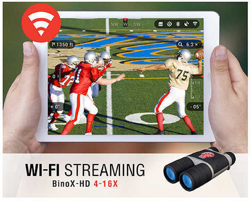 ATN BinoX-HD 4-16 E-zoom 65mm Objective Day or Night Full HD Video Recording WiFi GPS Black Finish DGBNBNHDX2