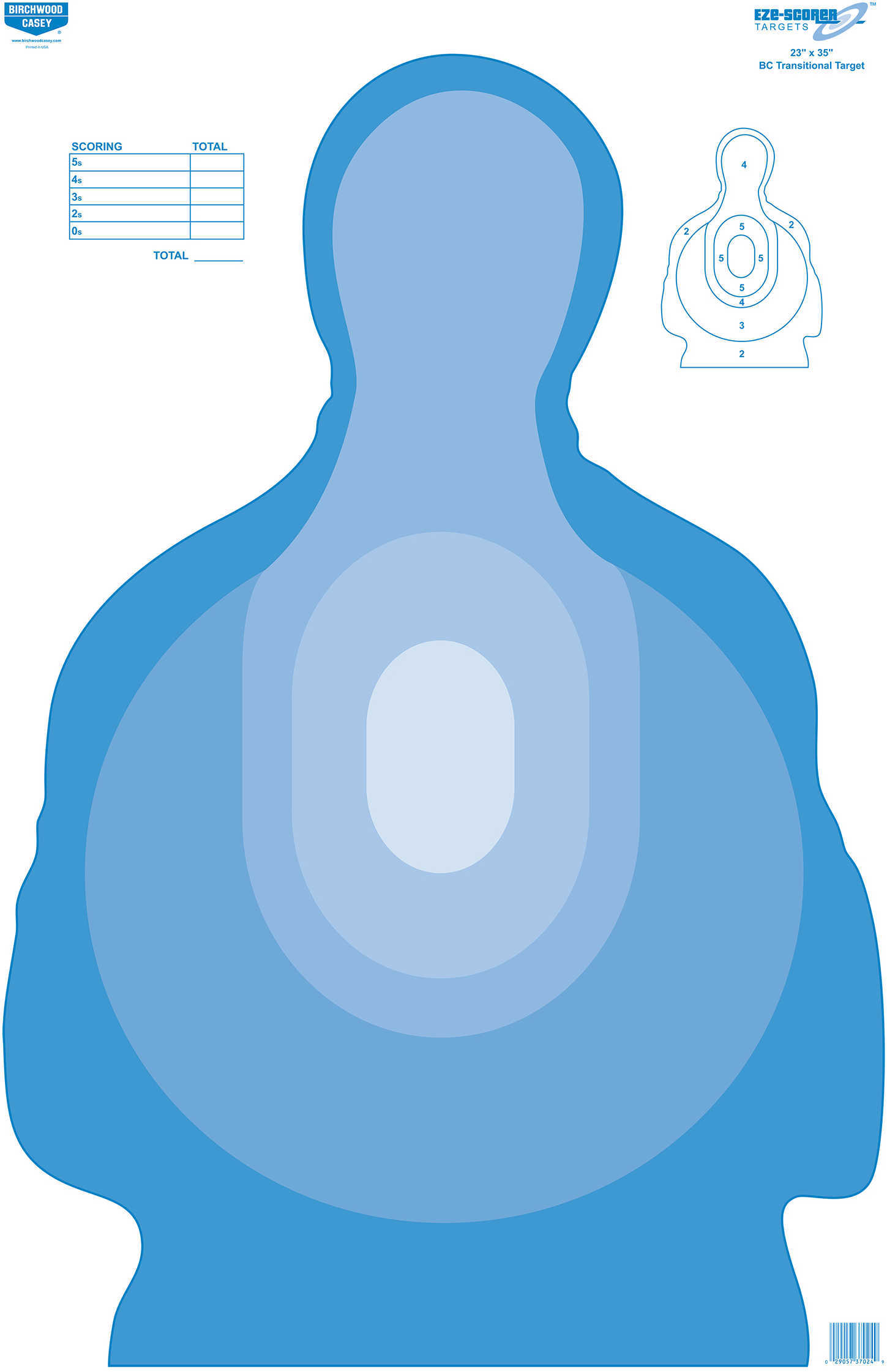 Birchwood Casey Eze-Scorer Target Transitional Blue Paper 23X35 100 Targets 37024