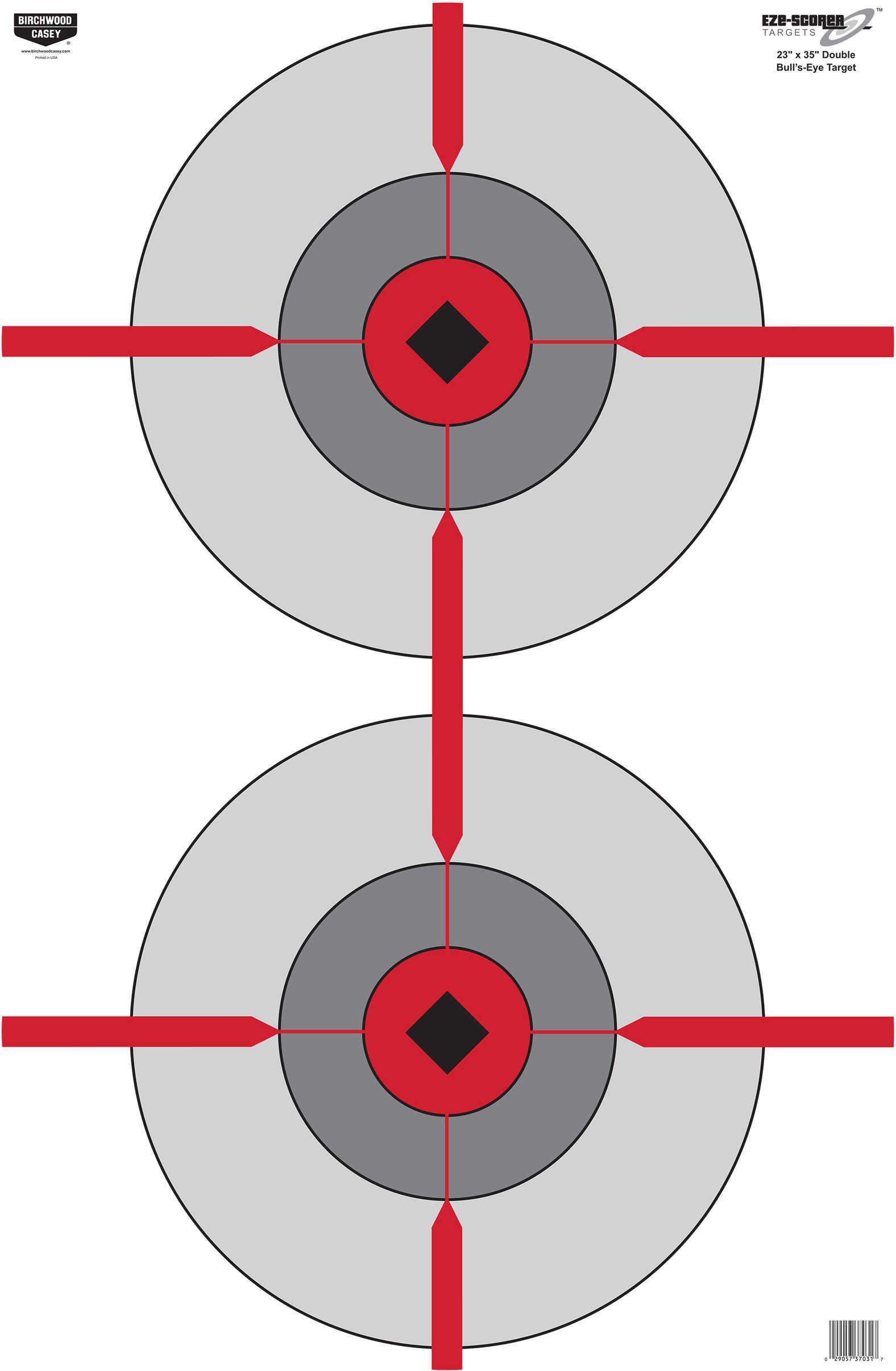 Birchwood Casey Eze-Scorer Target Double Bulls-Eye 23X35 100 Targets 37031-img-1